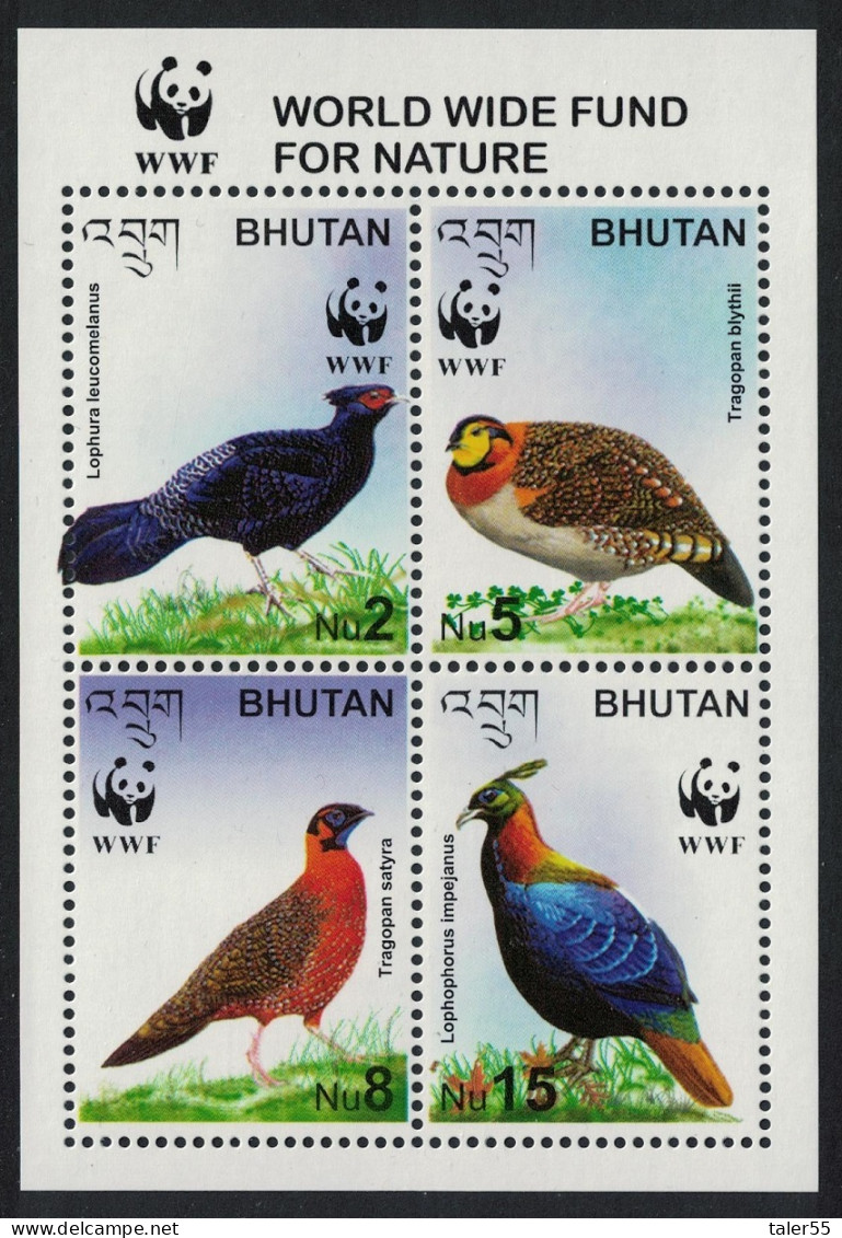 Bhutan Pheasant Tragopan Endangered Birds WWF MS 2003 MNH SG#MS1738 - Bhután
