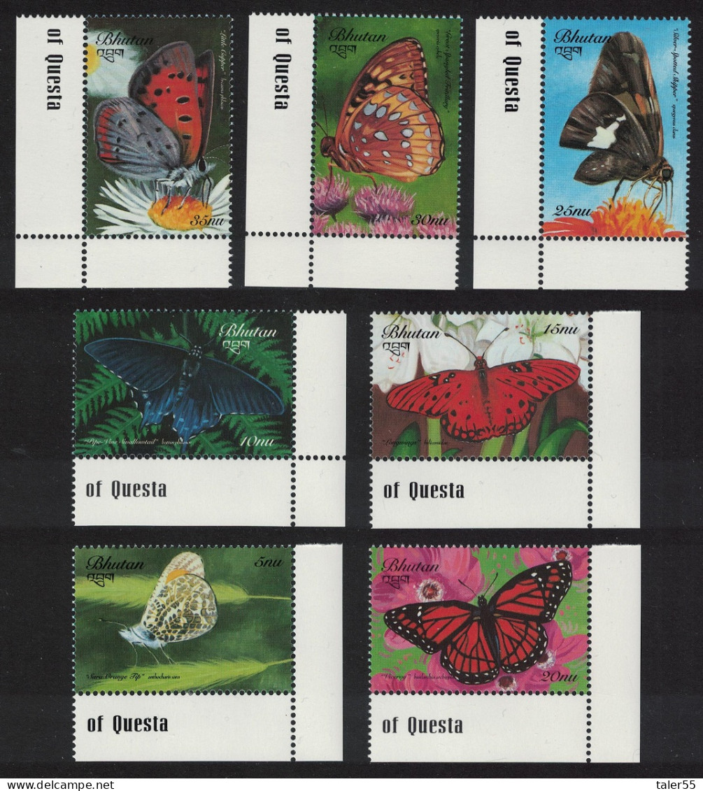 Bhutan Butterflies 7v Corners 1999 MNH SG#1386=1404 - Bhutan