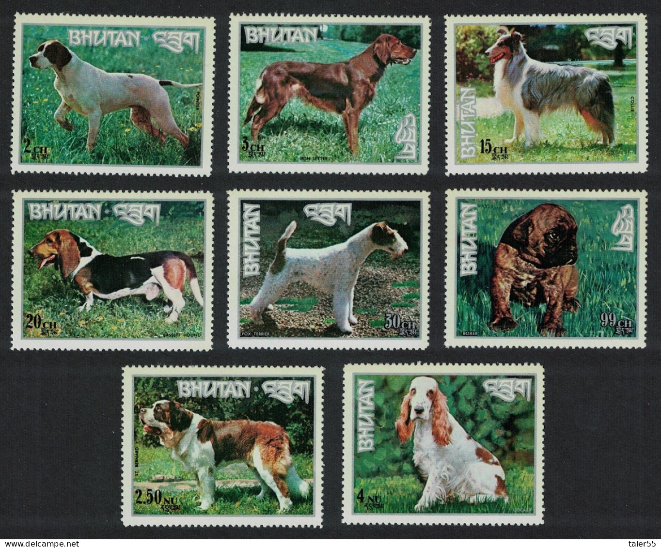 Bhutan Dogs 8v 1973 MNH MI#563A-543A - Bhoutan