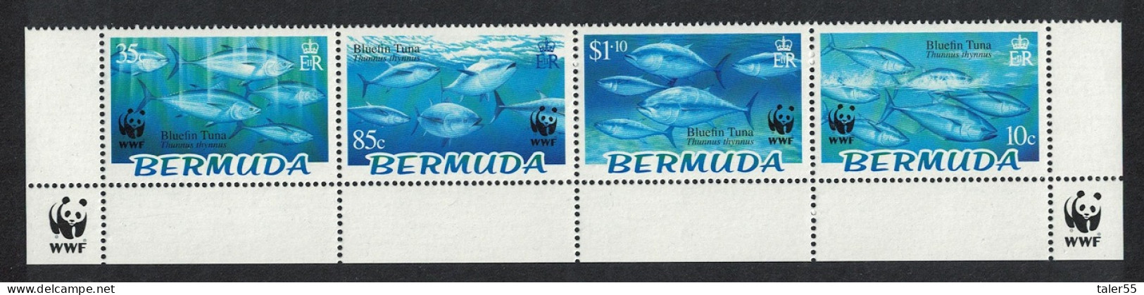 Bermuda WWF Atlantic Bluefin Tuna Bottom Strip Of 4v WWF Logo 2004 MNH SG#938-941 MI#877-880 Sc#884-887 - Bermudes