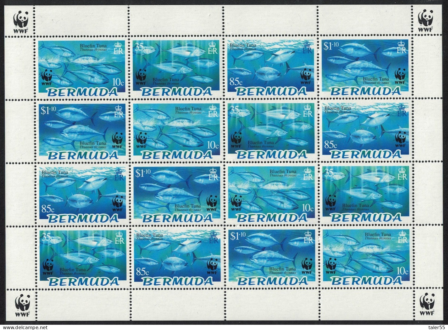 Bermuda WWF Atlantic Bluefin Tuna Sheetlet Of 4 Sets 2004 MNH SG#938-941 MI#877-880 Sc#884-887 - Bermudas