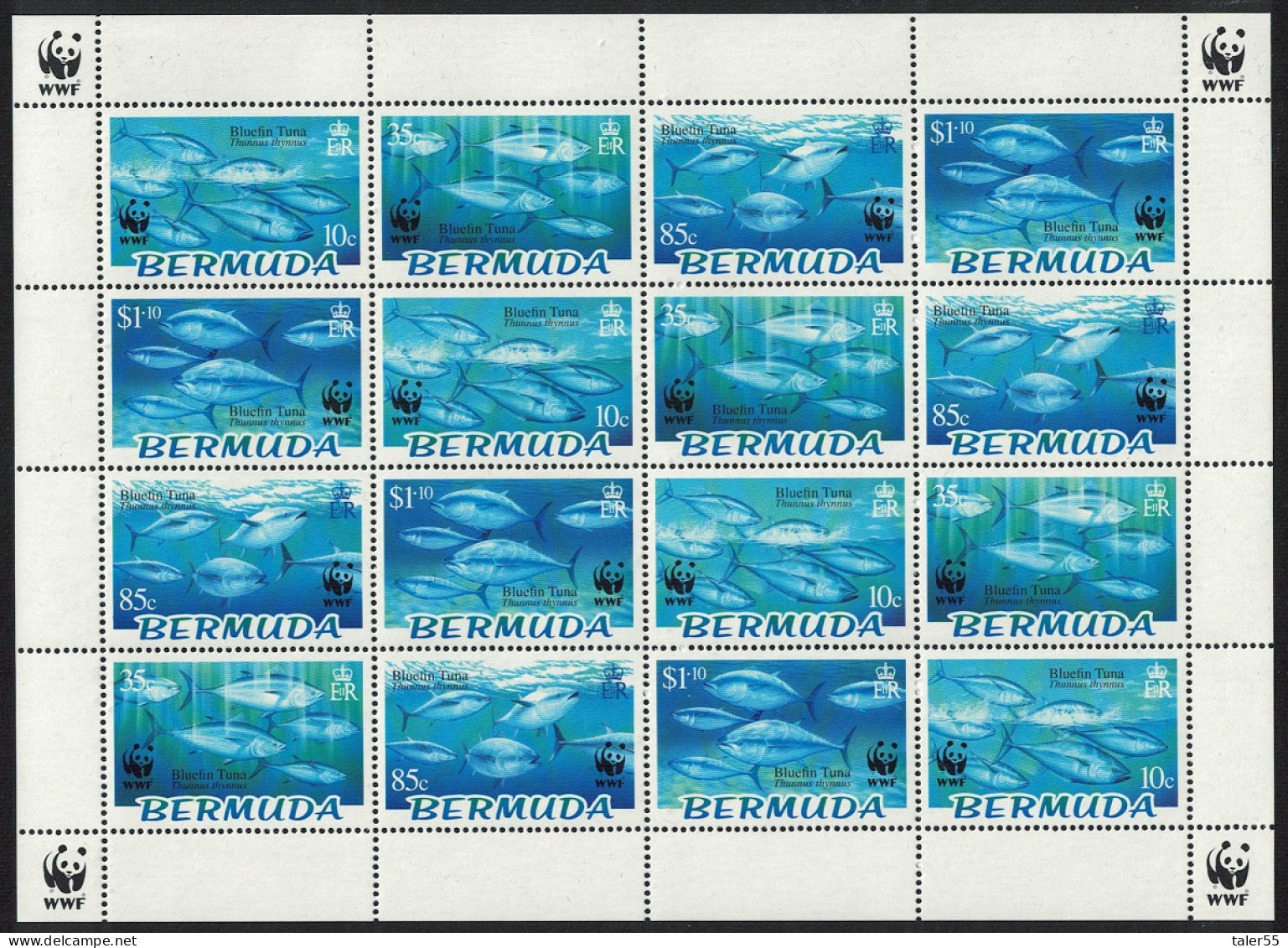 Bermuda WWF Atlantic Bluefin Tuna Sheetlet Of 4 Sets 2004 MNH SG#938-941 MI#877-880 Sc#884-887 - Bermudes