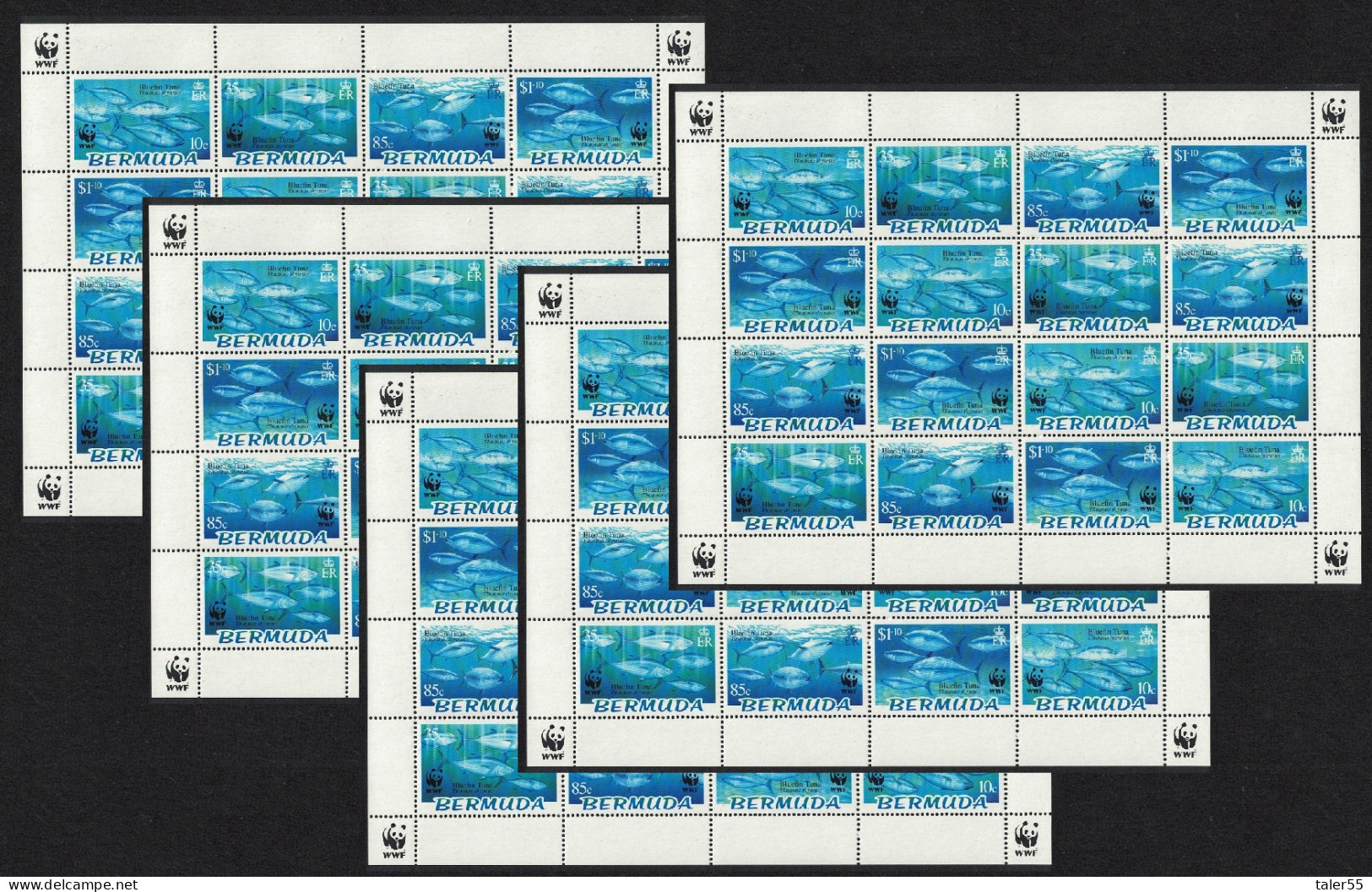 Bermuda WWF Atlantic Bluefin Tuna 5 Sheetlets [A] 2004 MNH SG#938-941 MI#877-880 Sc#884-887 - Bermuda