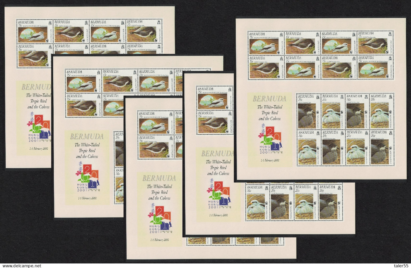 Bermuda WWF Cahow And White-tailed Tropicbird 5 Sheetlets [A] 2001 MNH SG#MS856 Sc#801a - Bermudes