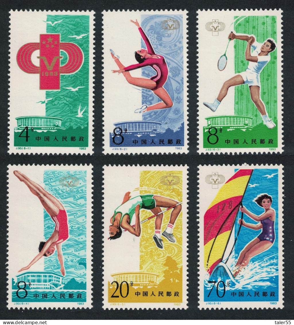 China Sport Tennis Gymnastics Windsurfing 6v 1983 MNH SG#3274-3279 MI#1897-1902 Sc#1877-1882 - Ungebraucht