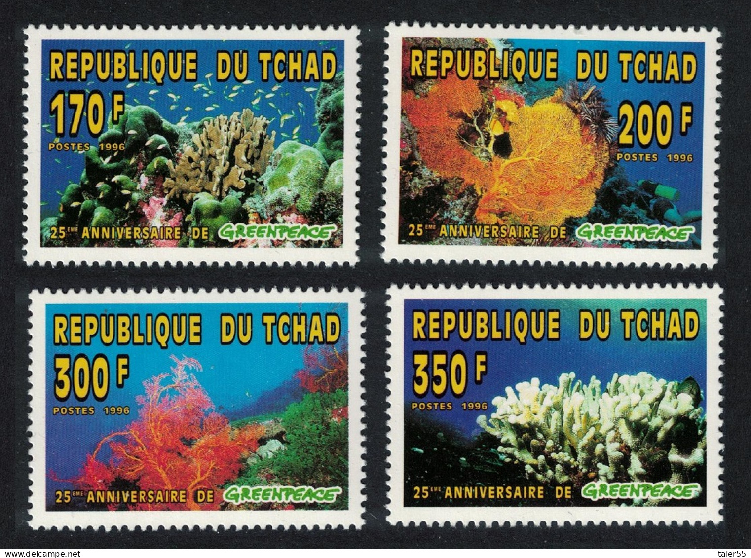 Chad Corals Greenpeace 4v 1996 MNH MI#1365-1368 - Chad (1960-...)