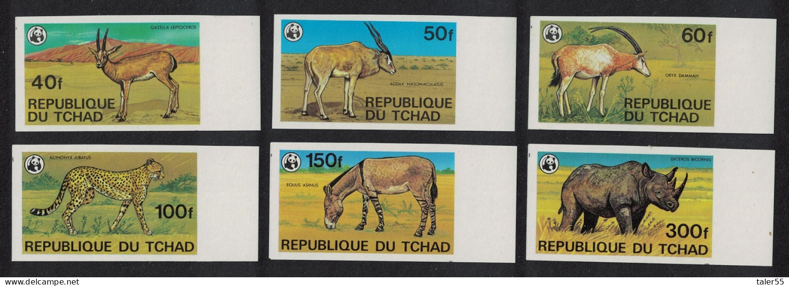 Chad WWF Endangered Animals 6v Imperf Margins 1979 MNH SG#555-560 MI#849B-854B Sc#367-372 - Chad (1960-...)