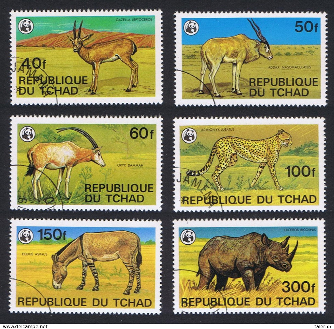 Chad WWF Endangered Animals 6v 1979 CTO SG#555-560 MI#849B-854B Sc#367-372 - Ciad (1960-...)