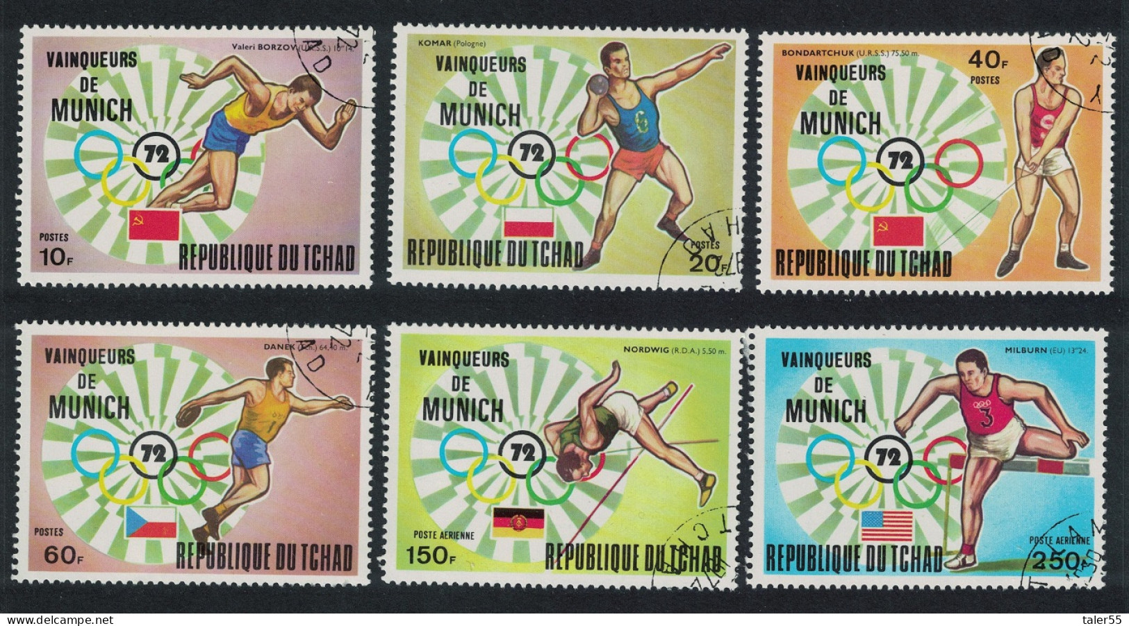 Chad Gold Medal Winners Munich Olympic Games 6v 1972 CTO MI#620-625 - Ciad (1960-...)