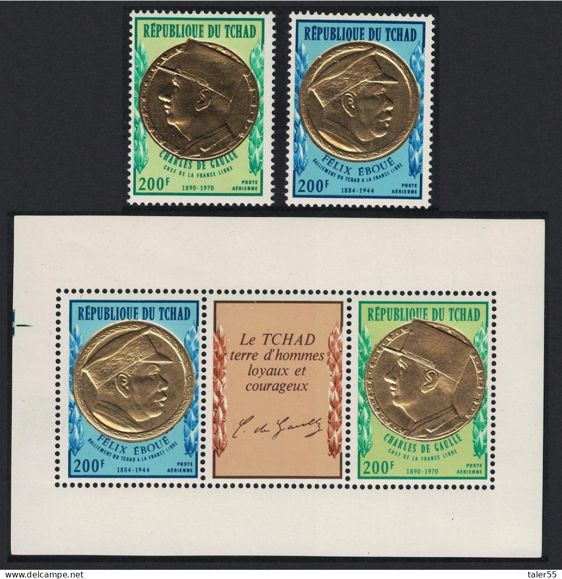 Chad First Death Anniversary Of De Gaulle 2v+MS 1971 MNH SG#344-MS346 - Ciad (1960-...)