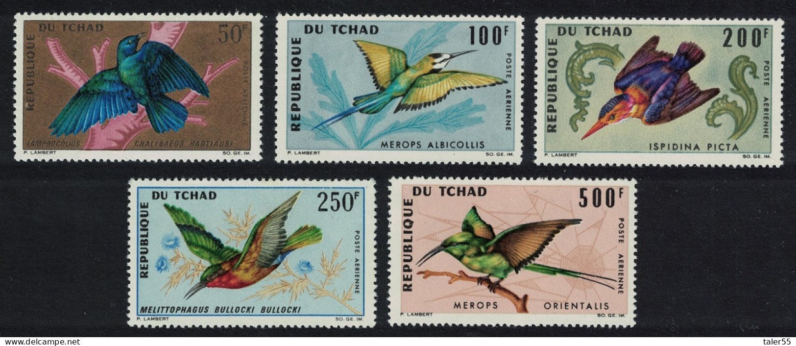 Chad Kingfisher Starling Bee-eater Birds 5v 1966 MNH SG#163-167 - Chad (1960-...)