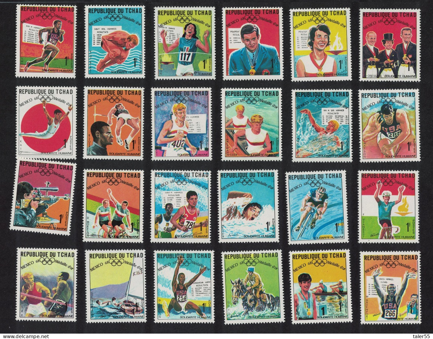 Chad Gold Medal Winners Mexico Olympics 24v COMPLETE 1969 MNH SG#243-266 MI#240-263 - Chad (1960-...)