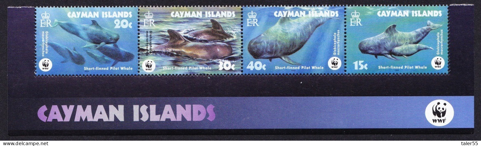 Cayman Is. WWF Short-finned Pilot Whale Bottom Strip WWF Logo 2003 MNH SG#1037-1040 MI#970-973 Sc#902-905 - Caimán (Islas)