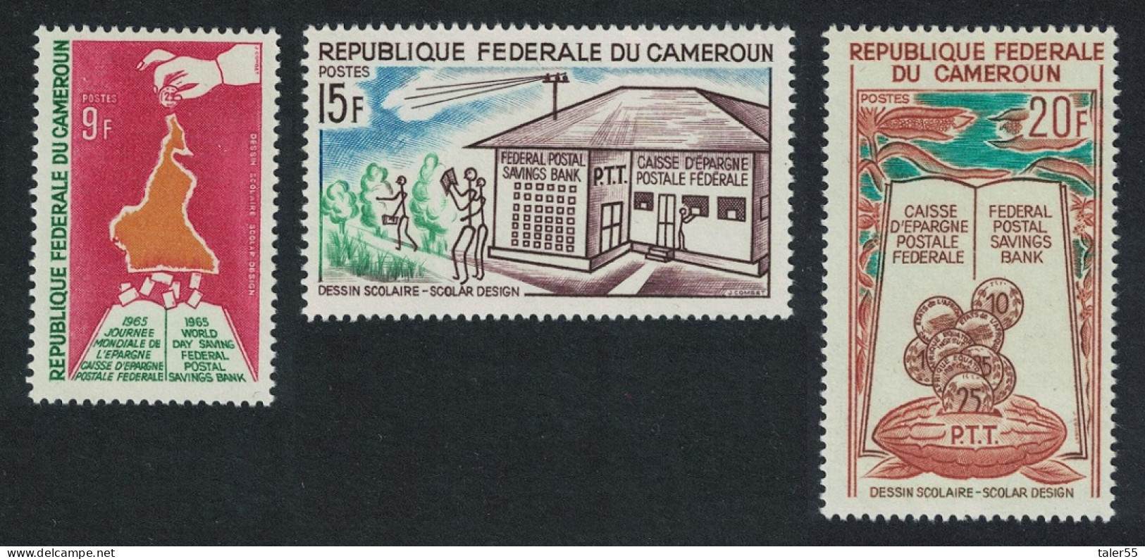 Cameroun Federal Postal Savings Bank 3v 1965 MNH SG#384-386 - Kamerun (1960-...)