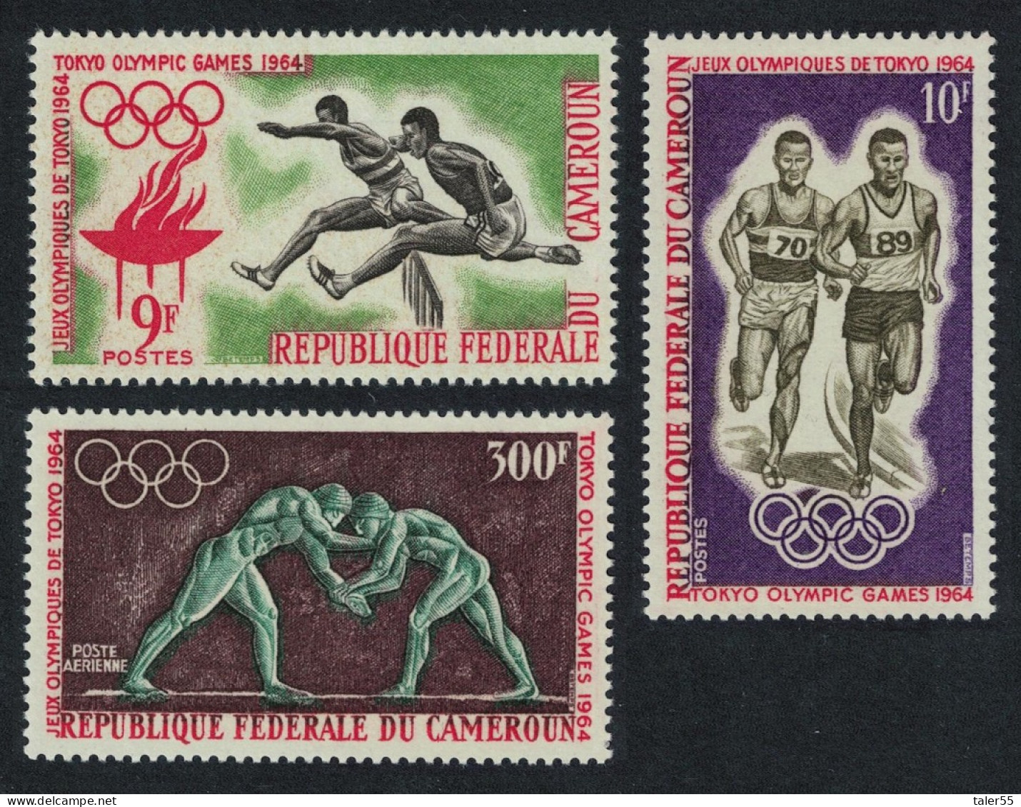Cameroun Wrestling Running Olympic Games Tokyo 3v 1964 MNH SG#364-366 - Camerún (1960-...)