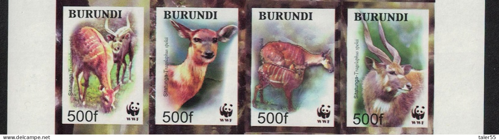 Burundi WWF Sitatunga 4v Imperf Strip 2004 MNH SG#1638-1641 MI#1867-1870 - Nuovi