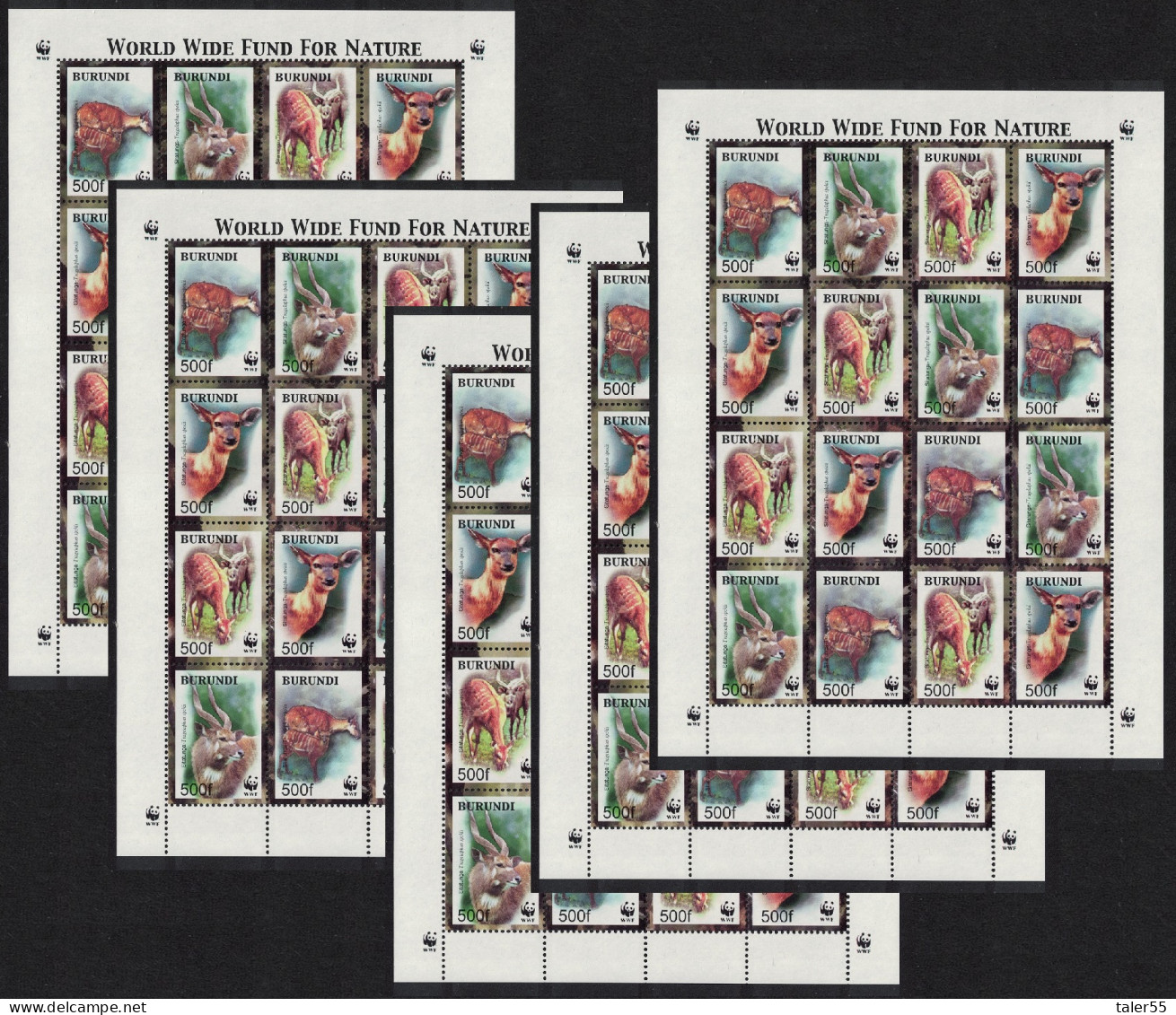 Burundi WWF Sitatunga 5 Sheetlets [A] 2004 MNH SG#1638-1641 MI#1867-1870 Sc#774 A-d - Unused Stamps