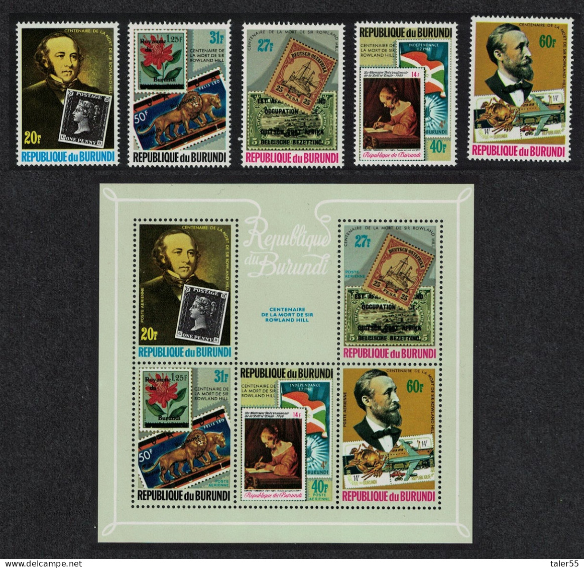 Burundi Sir Rowland Hill 5v+MS 1979 MNH SG#1346-MS1351 - Unused Stamps