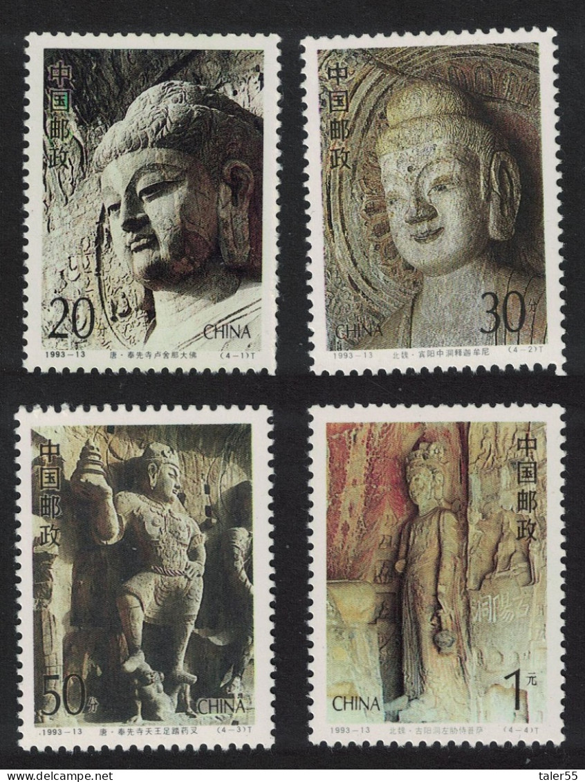 China Buddha Longmen Grottoes Chinese Buddhist Art 4v DEF 1993 SG#3863-3866 MI#2492-2495 Sc#2458-2461 - Ungebraucht