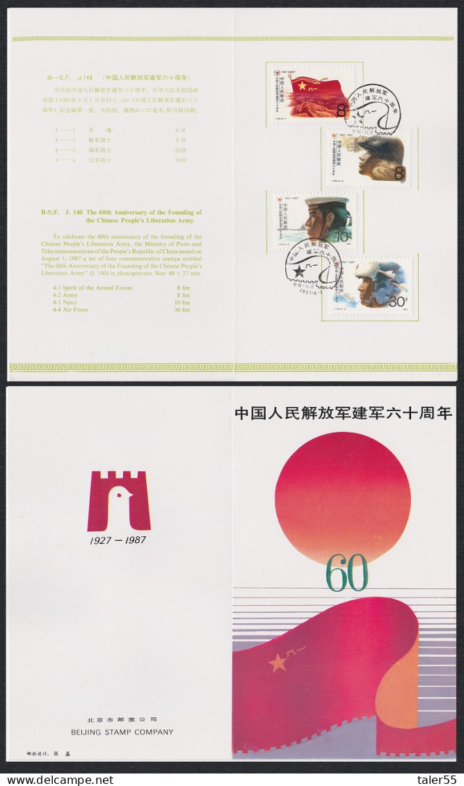 China Liberation Army 4v Pres Folder 1987 SG#3507-3510 - Usati