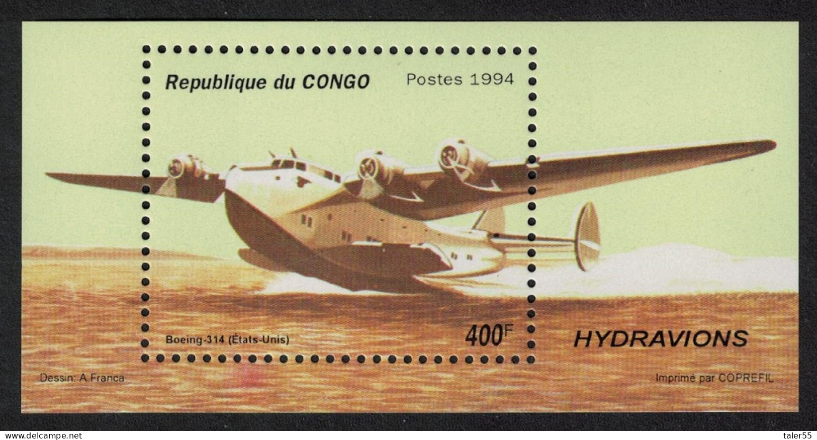 Congo Boeing 314 Hydroplane Aviation 1994 MNH MI#Block 126 - Nuovi