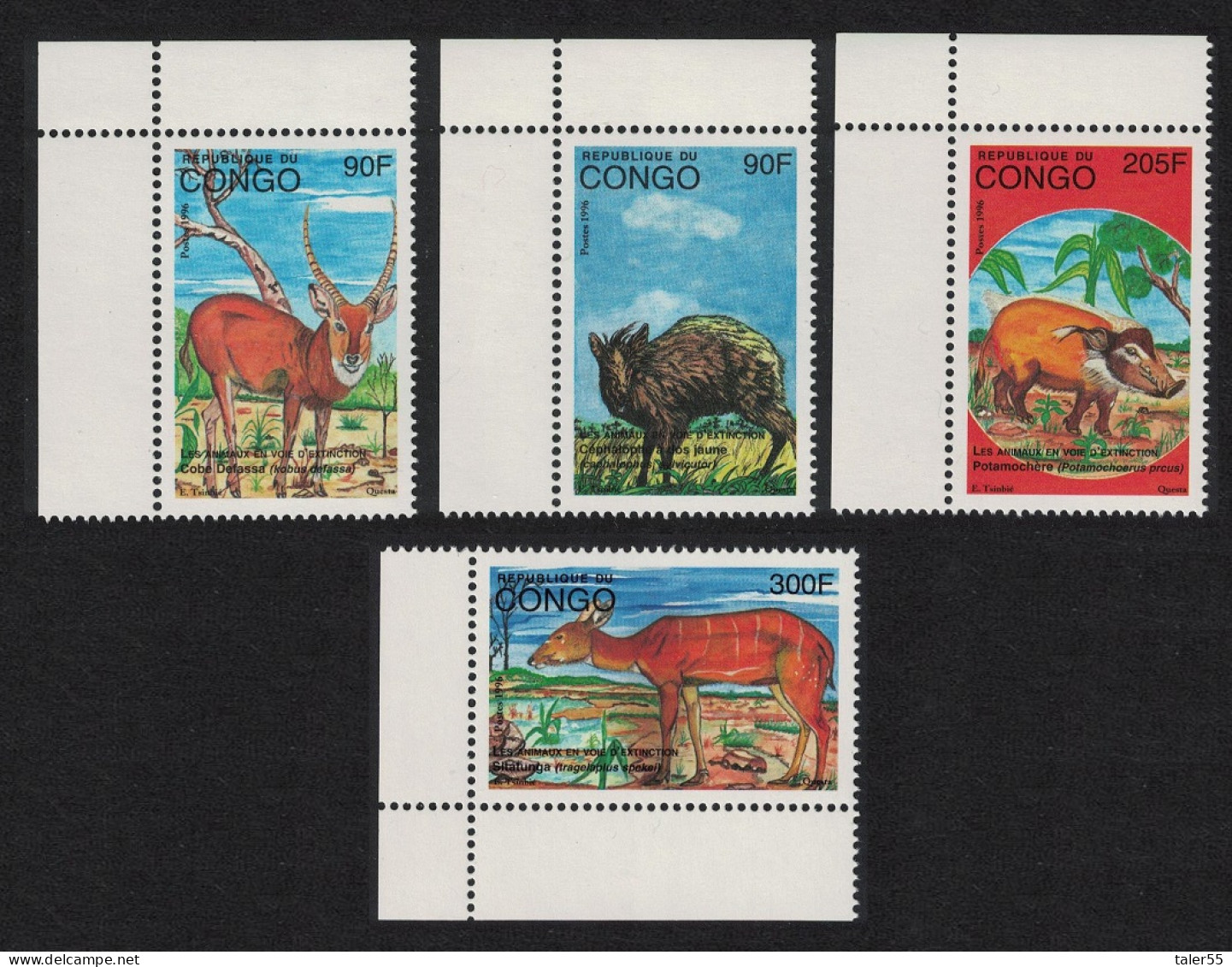 Congo Wild Animals 4v Corners 1997 MNH MI#1508-1511 - Ungebraucht