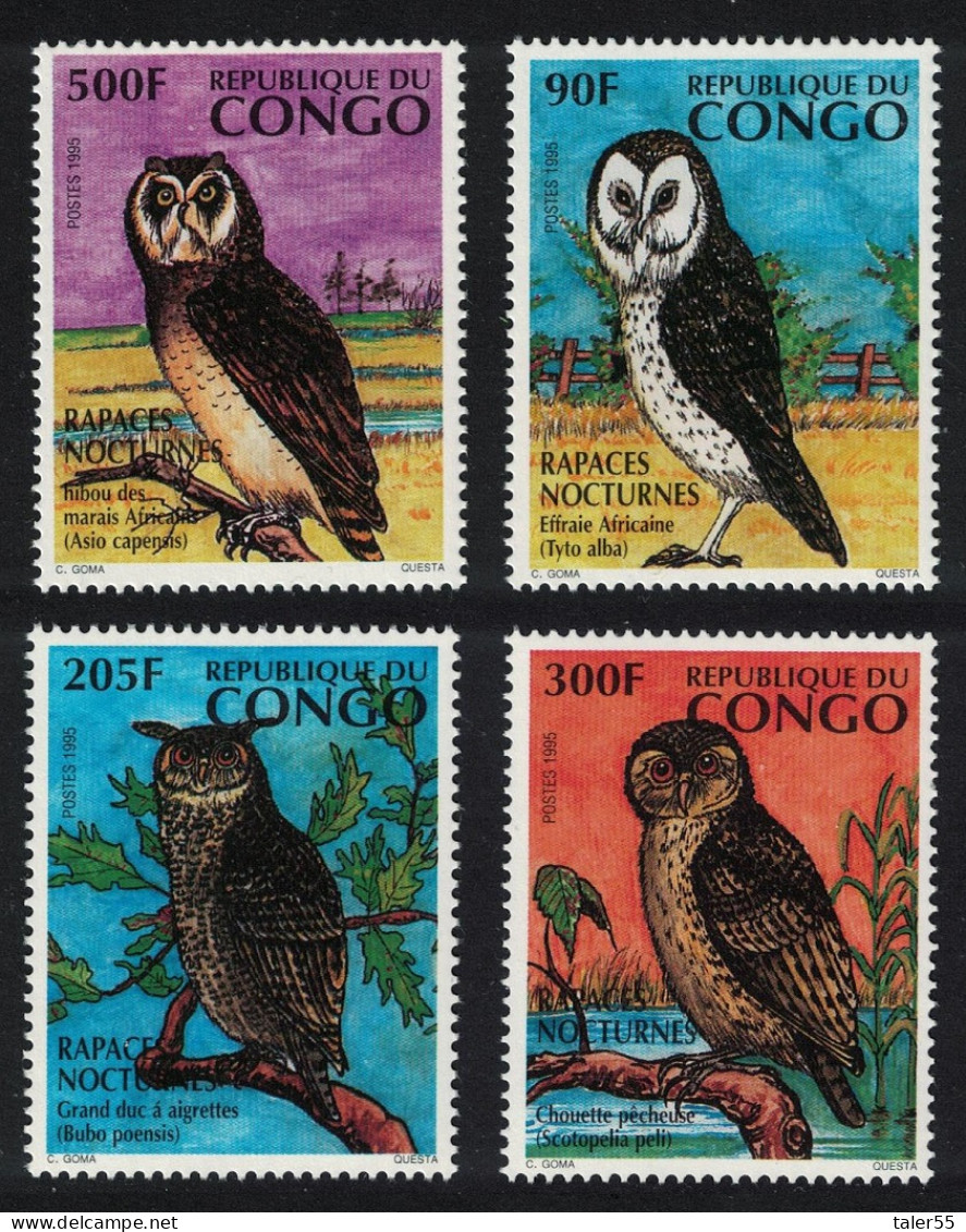 Congo African Owls Birds 4v 1996 MNH SG#1393-1396 - Nuovi
