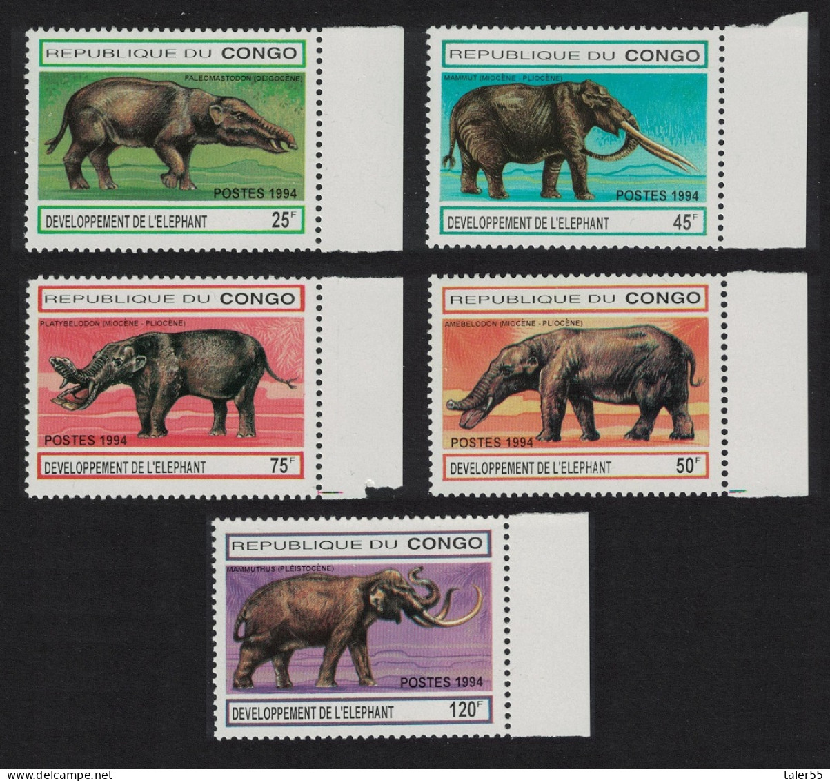 Congo Evolution Of Elephant 5v 1994 MNH MI#1412-1416 - Mint/hinged