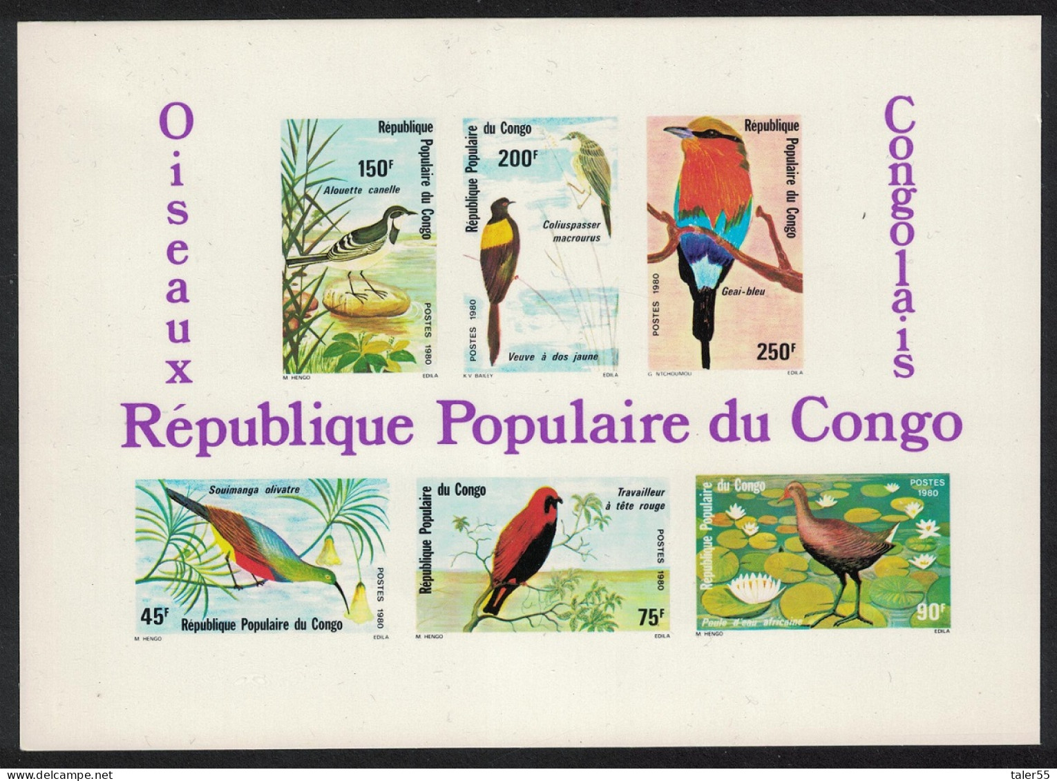 Congo Moorhen Wagtail Sunbird Birds IMPERF De-Luxe RAR 1980 MNH SG#MS767 - Mint/hinged