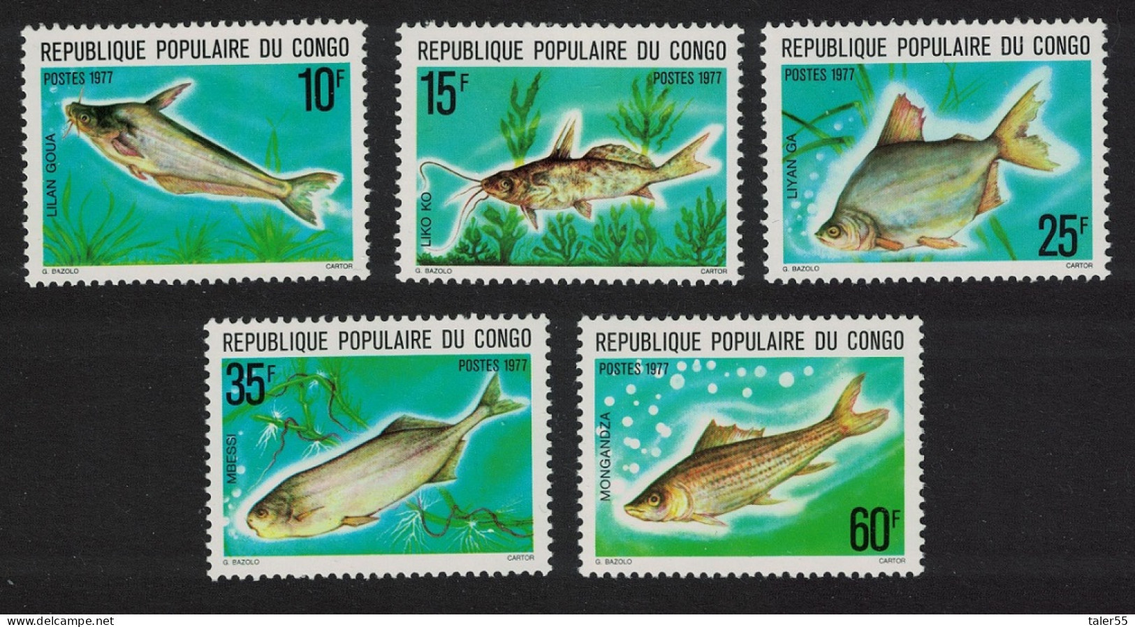 Congo Freshwater Fish 5v 1977 MNH SG#554-558 - Mint/hinged