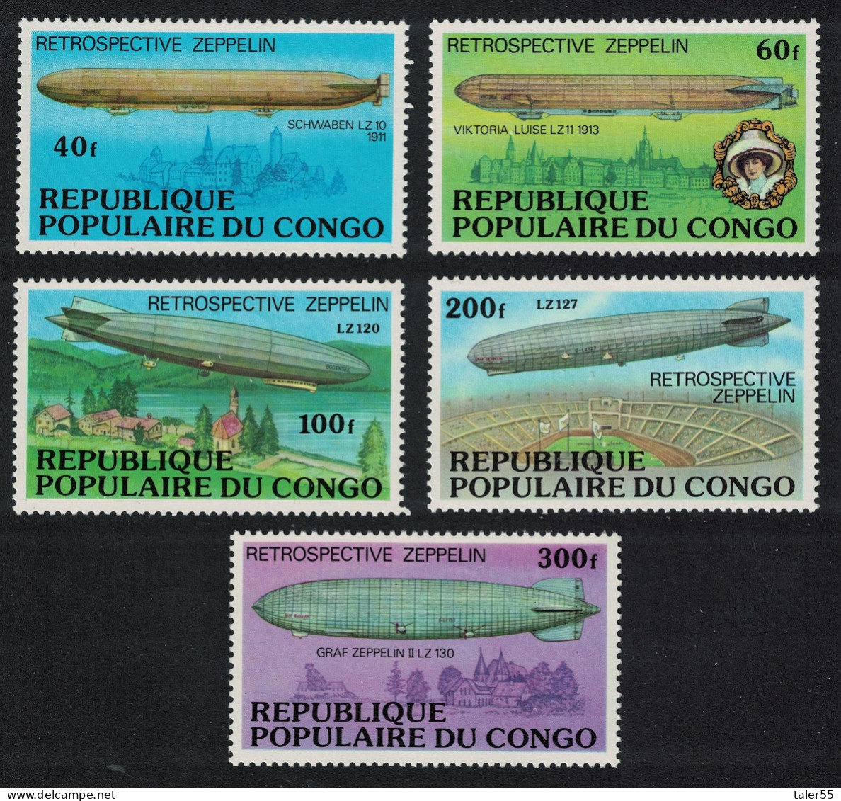 Congo History Of The Zeppelin 5v 1977 MNH SG#567-571 - Mint/hinged