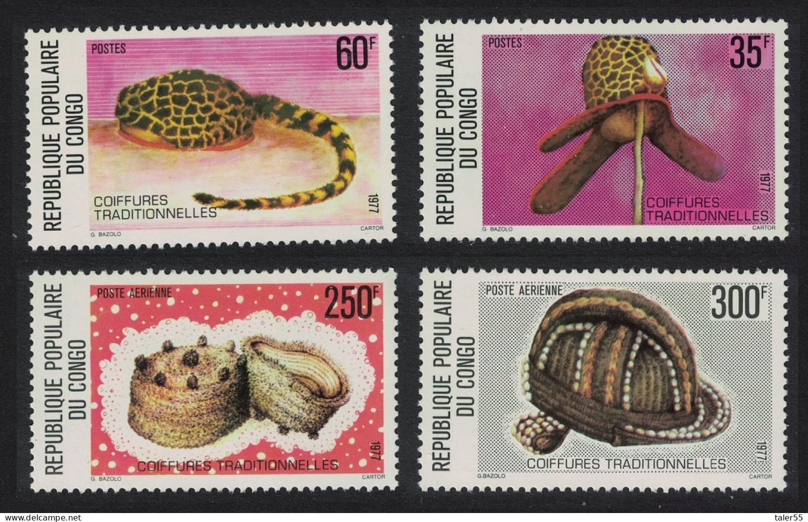 Congo Traditional Headdresses 4v 1977 MNH SG#560-563 - Mint/hinged