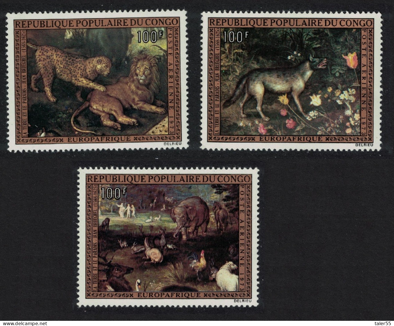 Congo Lion Leopard Wild Dog Animals Paintings 1973 MNH SG#384-386 - Mint/hinged