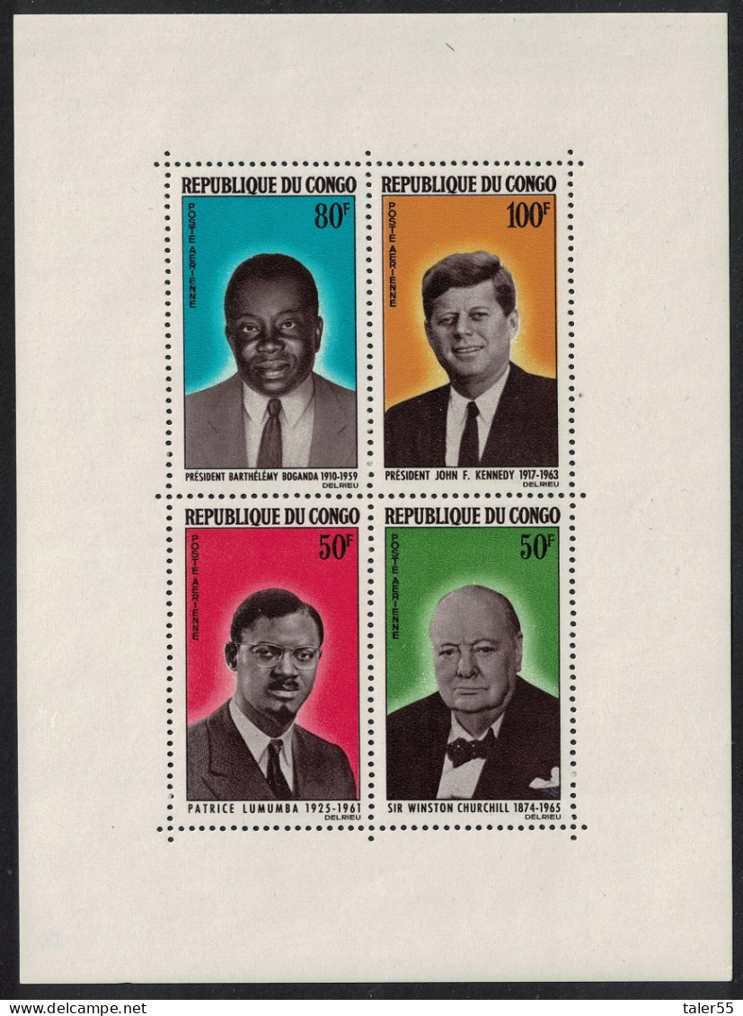 Congo Churchill Lumumba Kennedy MS Missing OVPT RARR 1965 MNH SG#MS70a MI#Block 2F - Mint/hinged