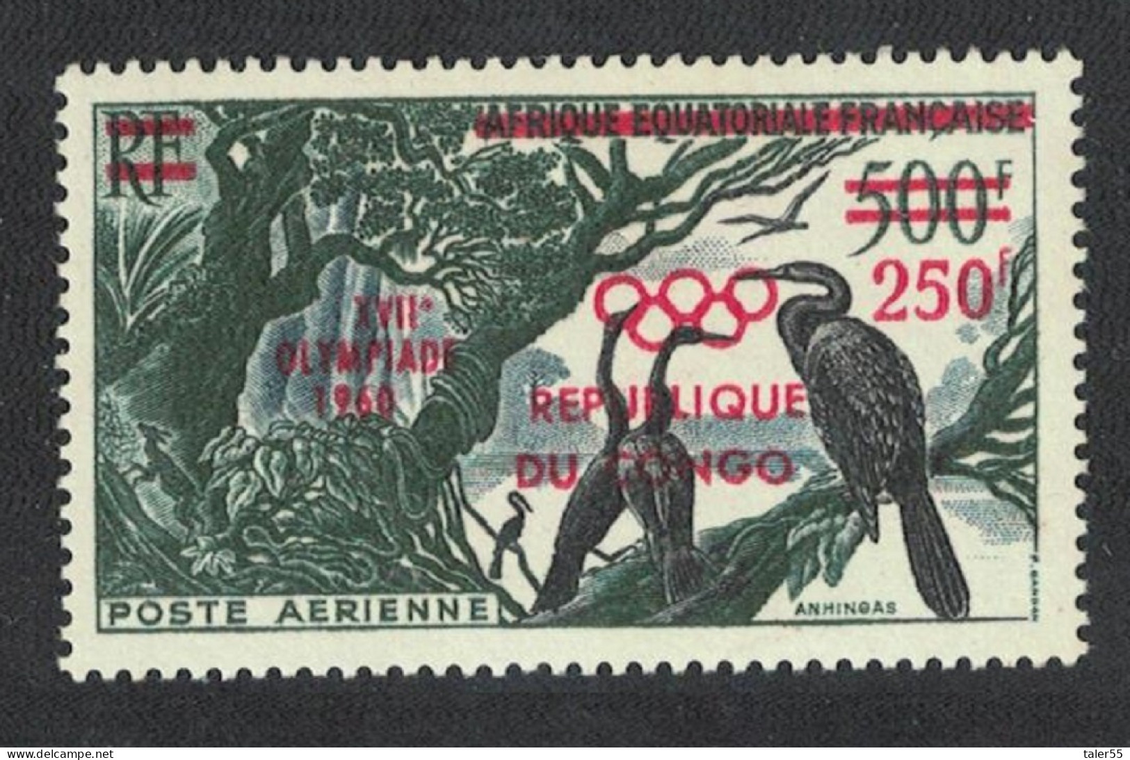 Congo Anhinga Birds Overprint 'Olympiade 1960' 1960 MNH SG#3 - Neufs