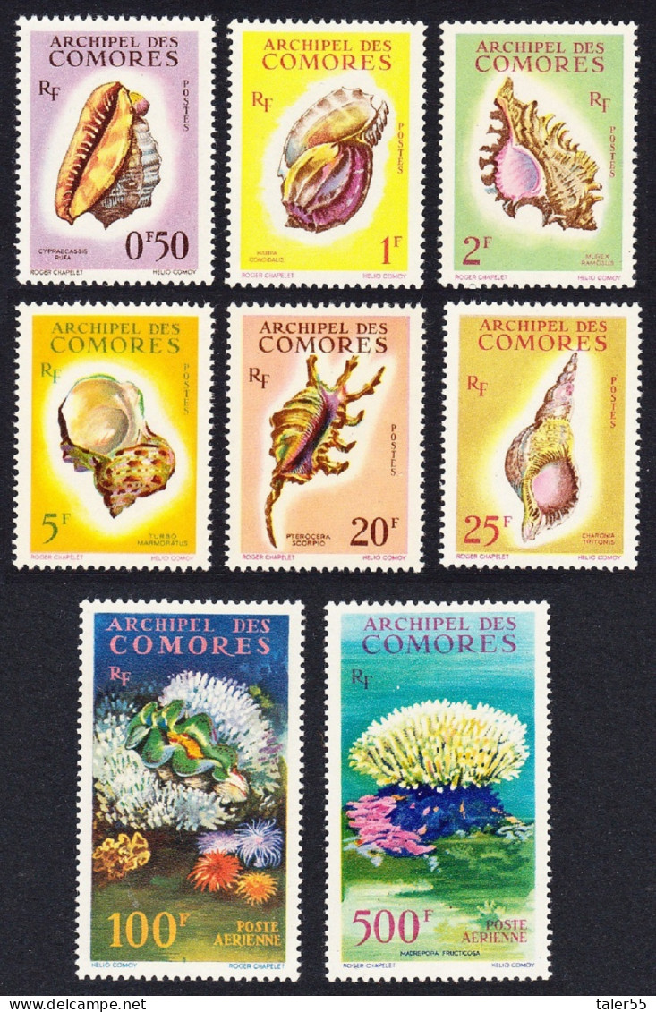 Comoro Is. Sea Shells Corals 8v COMPLETE 1962 MNH SG#23-30 MI#42=50 Sc#48-53+C5-C6 - Autres & Non Classés