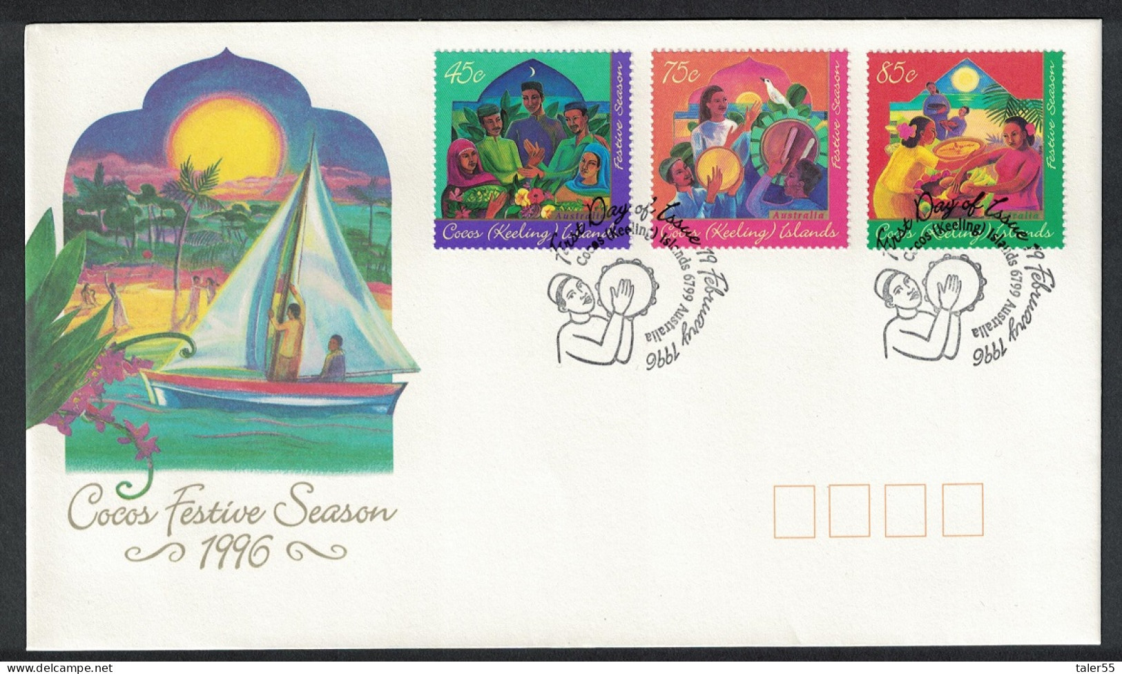 Cocos (Keeling) Is. Music Sailing Hari Raya Puasa Festival 3v FDC 1996 SG#344-346 - Isole Cocos (Keeling)