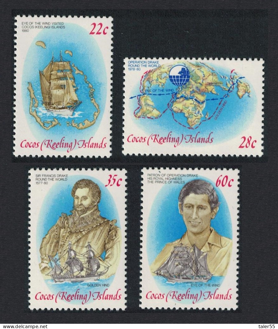 Cocos (Keeling) Is. Operation Drake Circumnavigation Of The World 4v 1980 MNH SG#58-61 Sc#61-64 - Kokosinseln (Keeling Islands)