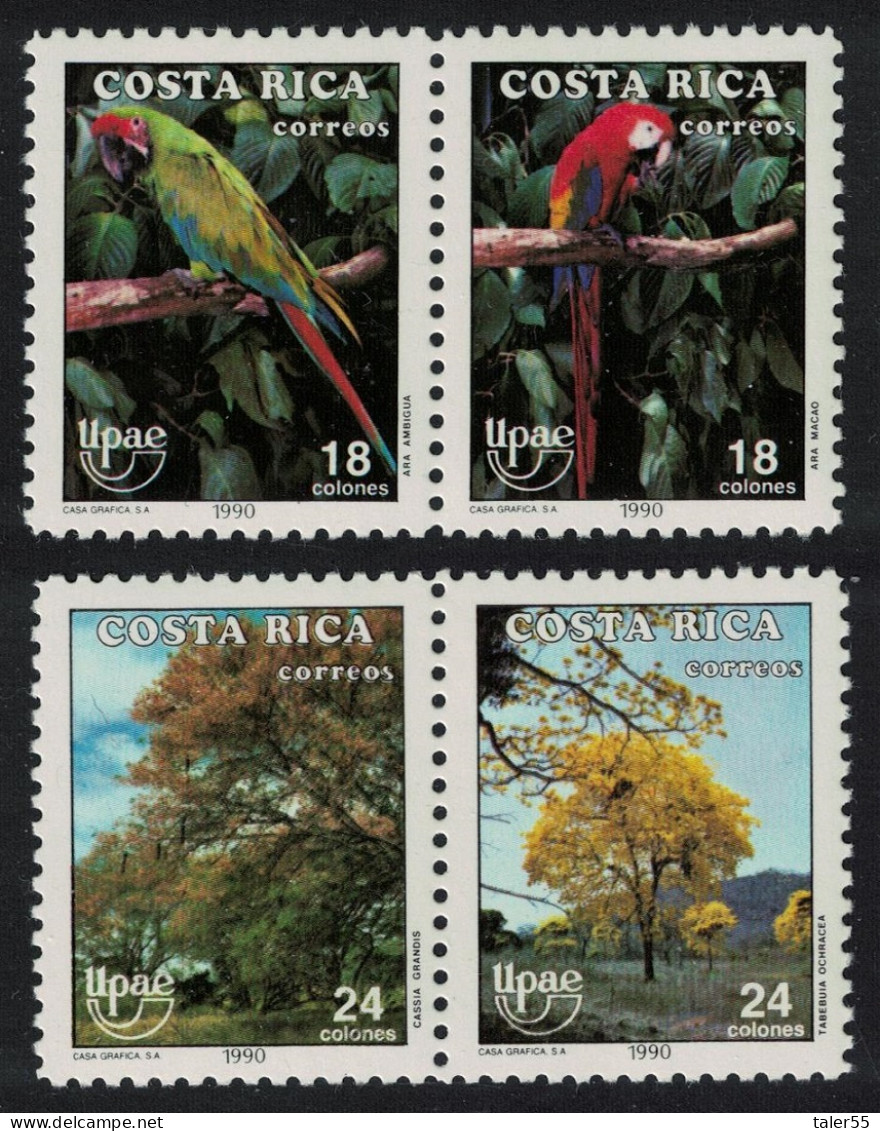 Costa Rica Macaw Birds Trees Natural World UPAEP 4v Pairs 1990 MNH SG#1508-1511 MI#1381-1384 Sc#433-436 - Costa Rica