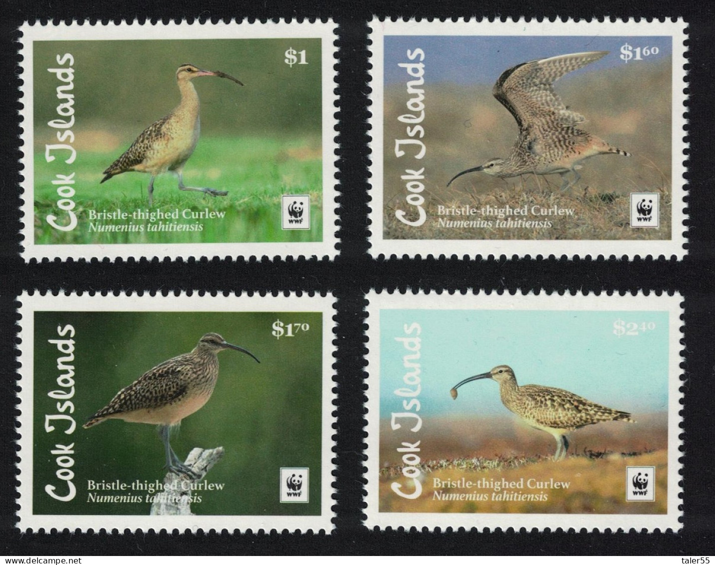 Cook Is. WWF Bristle-thighed Curlew Bird 4v 2017 MNH SG#1927-1930 - Islas Cook