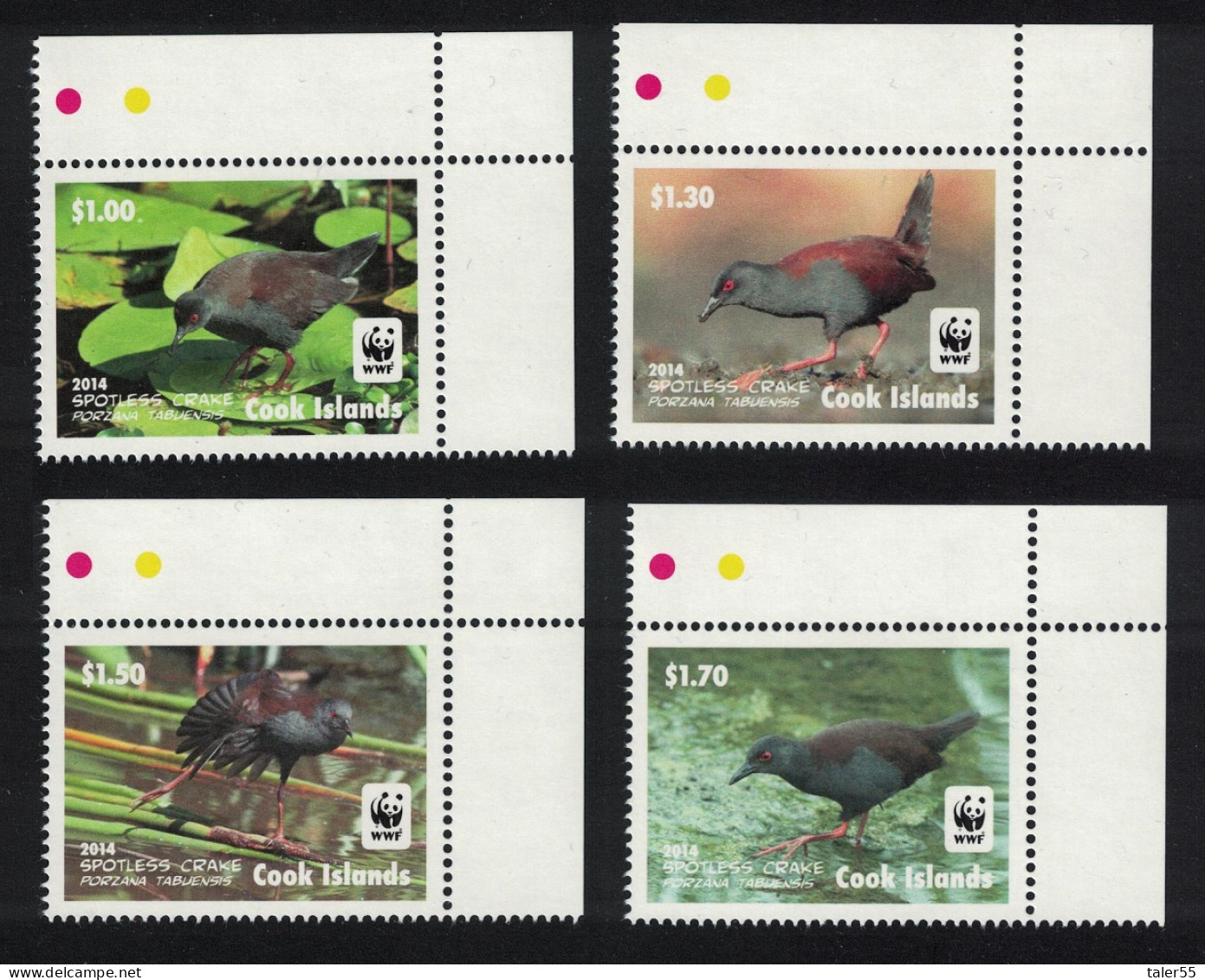 Cook Is. WWF Spotless Crake Bird 4v White Frame Corners 2014 MNH SG#1808-1811 - Islas Cook