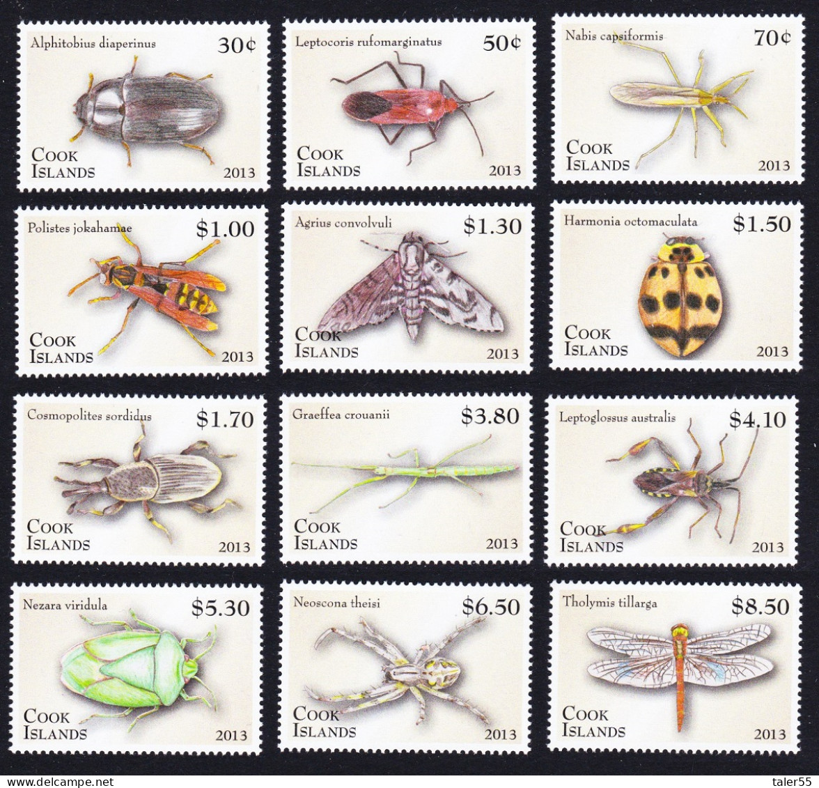 Cook Is. Insects Beetle Dragonfly Definitives Part 1 12v 2013 SG#1715-1736 Sc#1460-1471 - Islas Cook