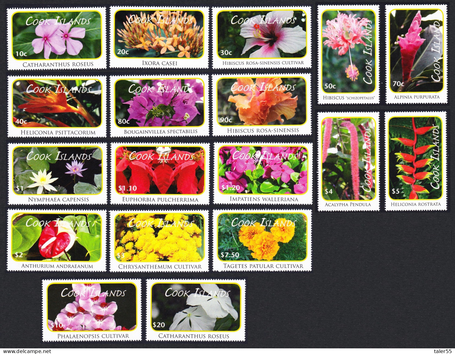 Cook Is. Flowers Definitives 18v 2010 SG#1548-1565 Sc#1305-1322 - Islas Cook