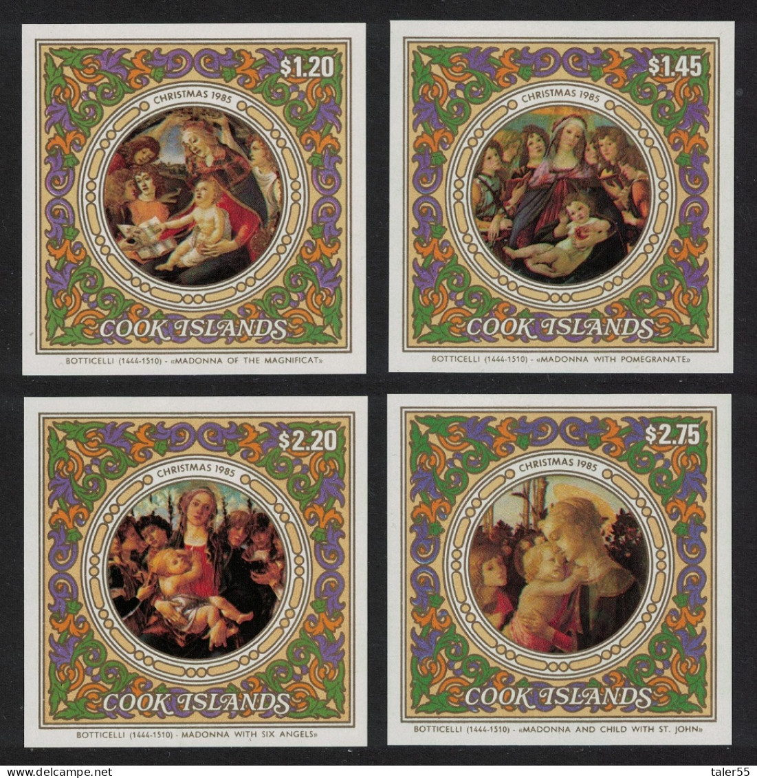 Cook Is. 'Virgin And Child' Paintings By Botticelli 4 MSs 1985 MNH SG#MS1057 - Cook