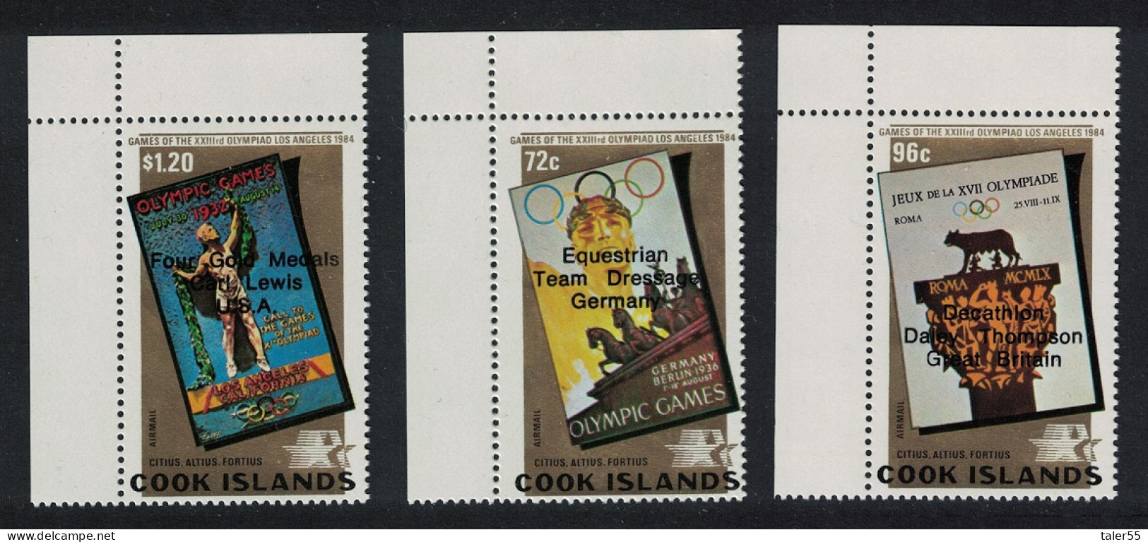 Cook Is. Olympic Gold Medal Winners Corners 1984 MNH SG#995-997 - Cook