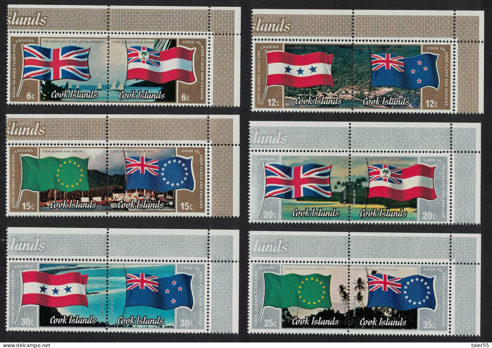 Cook Is. Flags And Ensigns 6 Corner Pairs 1983 MNH SG#914-925 - Cookeilanden