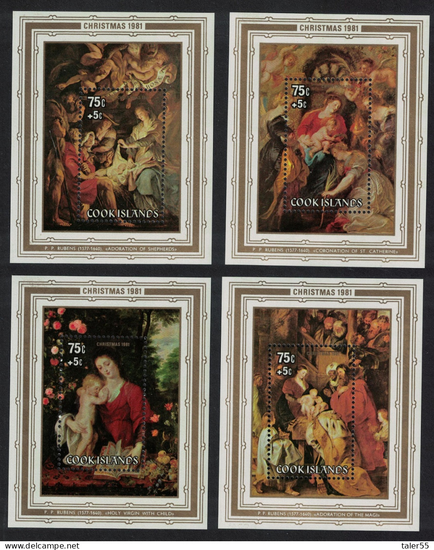 Cook Is. Christmas. Details Of Paintings By Rubens 4 MSs 1982 MNH SG#MS832 - Cookeilanden