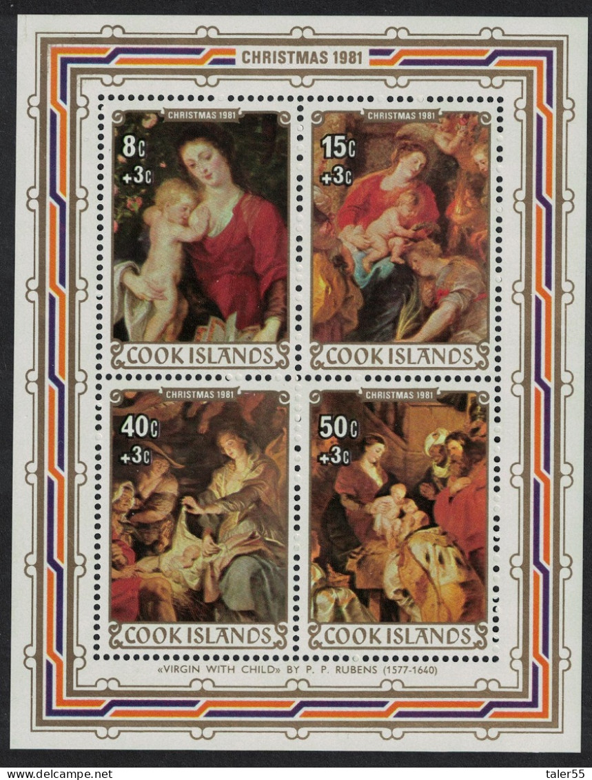 Cook Is. Christmas. Details Of Paintings By Rubens MS 1982 MNH SG#MS831 - Cookeilanden
