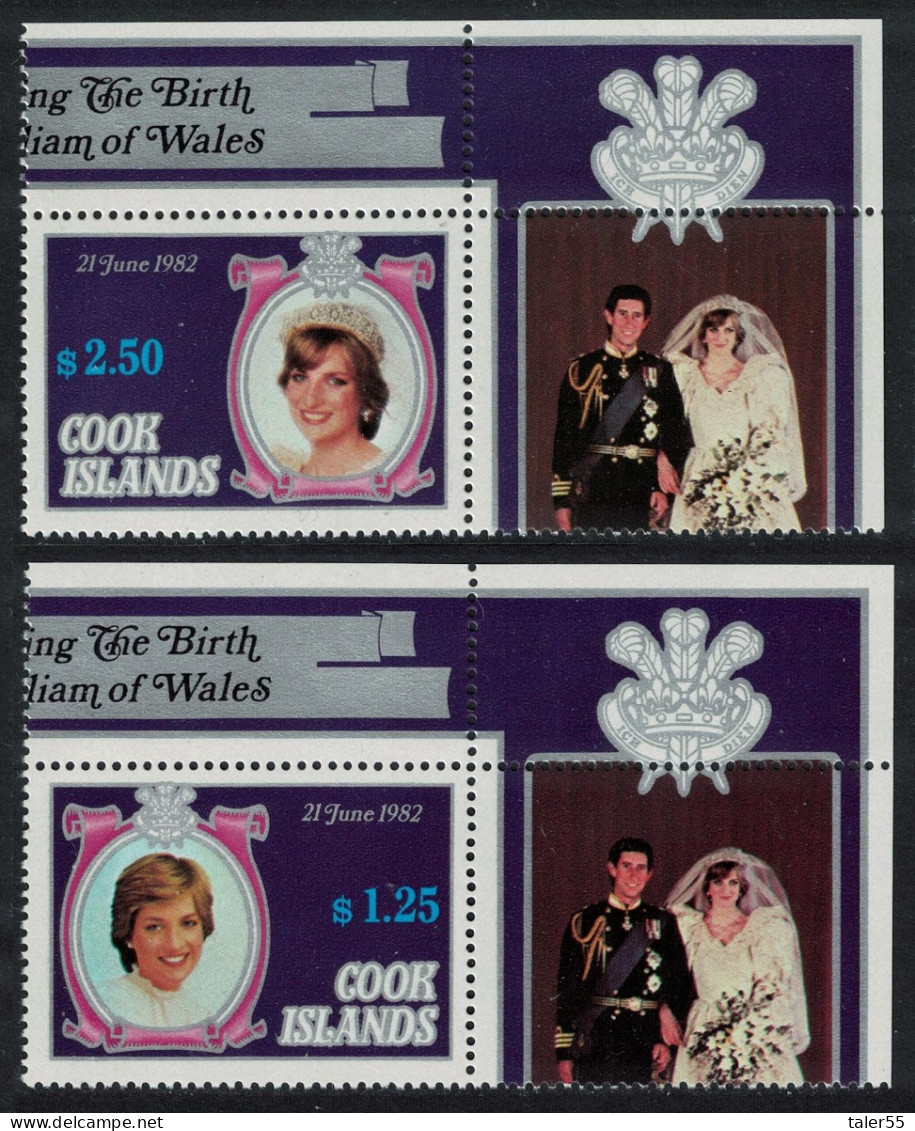Cook Is. Birth Of Prince William Of Wales 2 Corners 1982 MNH SG#843+845 - Cookeilanden