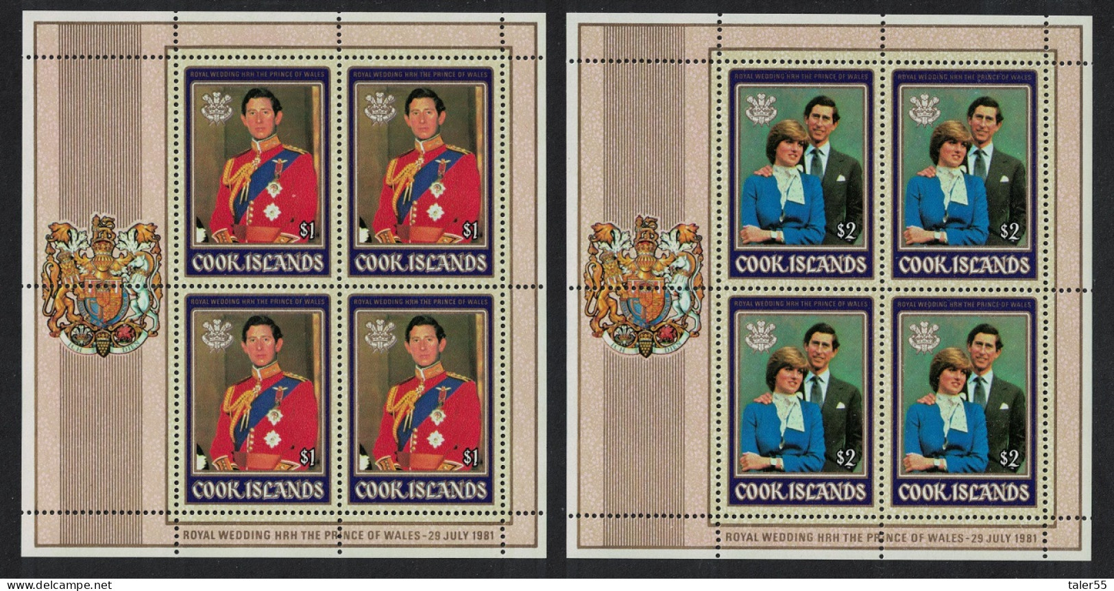 Cook Is. Charles And Diana Royal Wedding 2v Sheetlets 1981 MNH SG#812-813 MI#778-779 - Cookeilanden